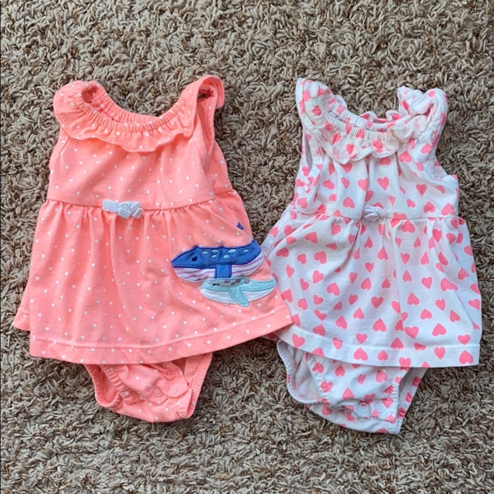 Set of 2 3M baby girl bodysuit dresses.